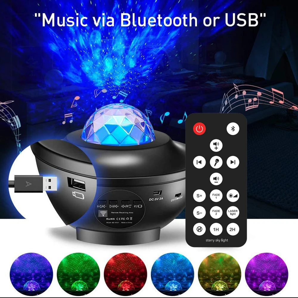 Star Projector, Galaxy Projector for Bedroom, Music Speaker Sound Activated Remote Control/Timer, Starry Night Light Projector