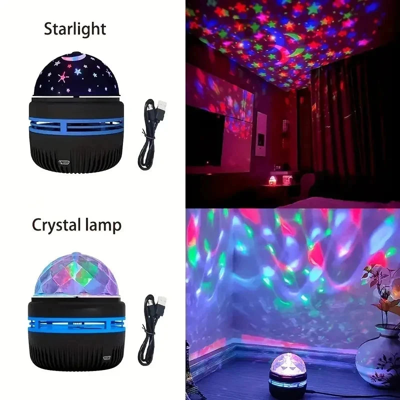 Rotating Ocean Wave LED Night Light - Starry Sky Projector for Bedroom Decor