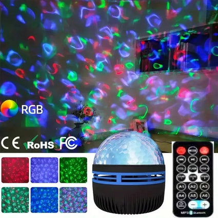 Rotating Ocean Wave LED Night Light - Starry Sky Projector for Bedroom Decor